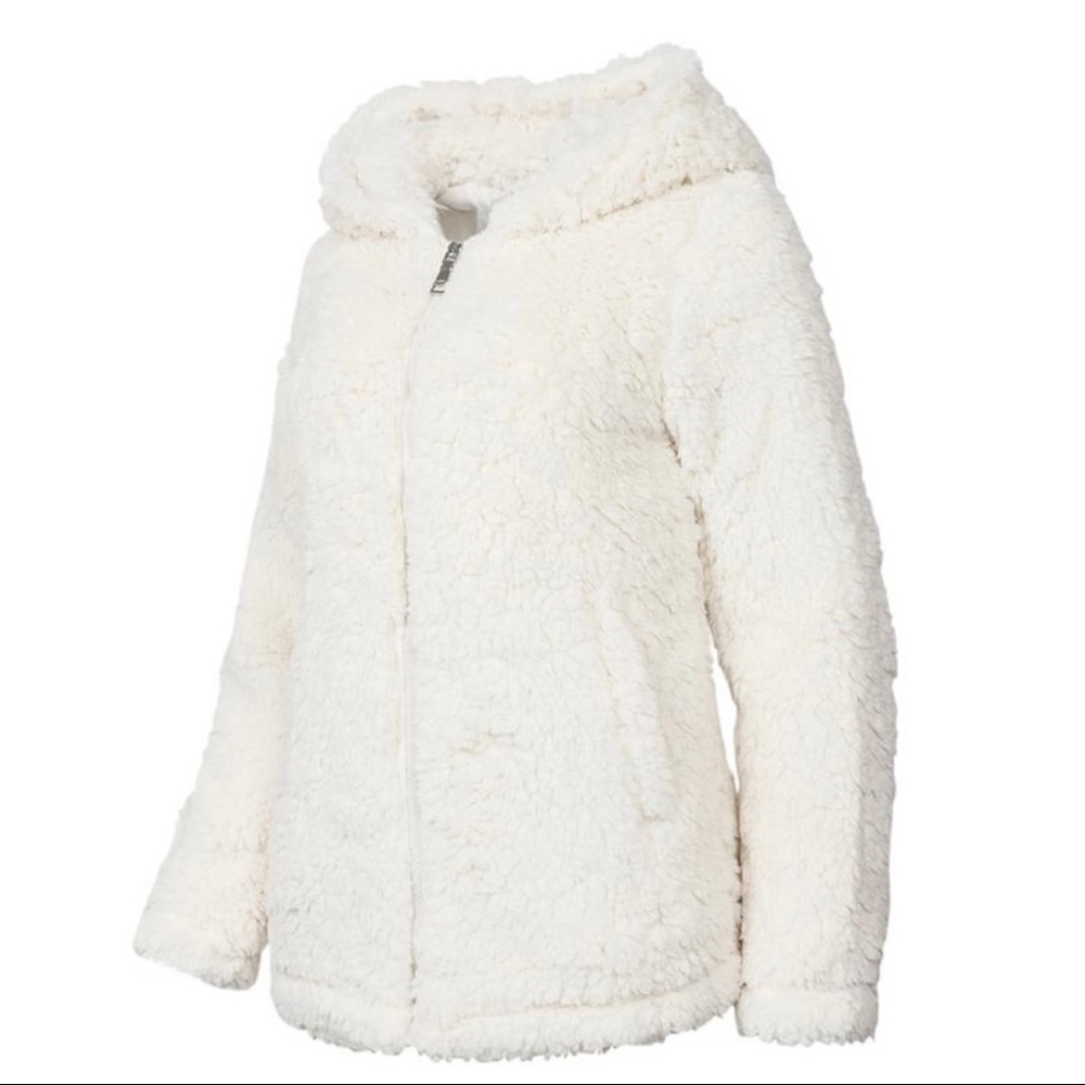 New Madden Girl Women's Sherpa Zip Up Jacket White​ - Picture 2 of 4